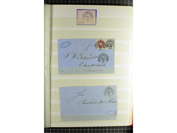 HUFEISENSTEMPEL: 1865/76, Berlin bis Zabern, sehr schöne und umfangreiche Sammlung auf losen Marken und vielen Briefen, dabei