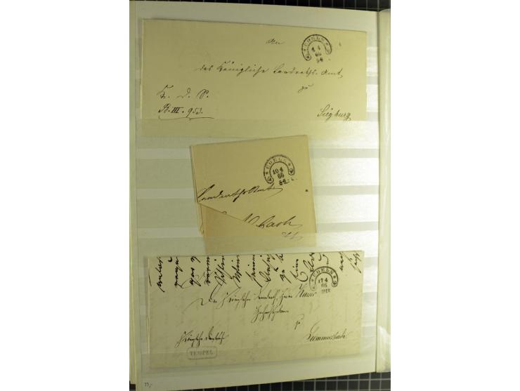 HUFEISENSTEMPEL: 1865/76, Berlin bis Zabern, sehr schöne und umfangreiche Sammlung auf losen Marken und vielen Briefen, dabei