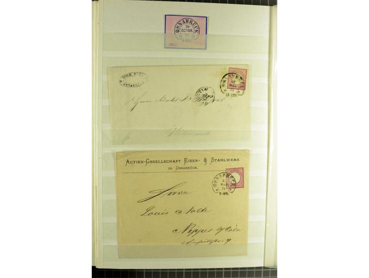 HUFEISENSTEMPEL: 1865/76, Berlin bis Zabern, sehr schöne und umfangreiche Sammlung auf losen Marken und vielen Briefen, dabei