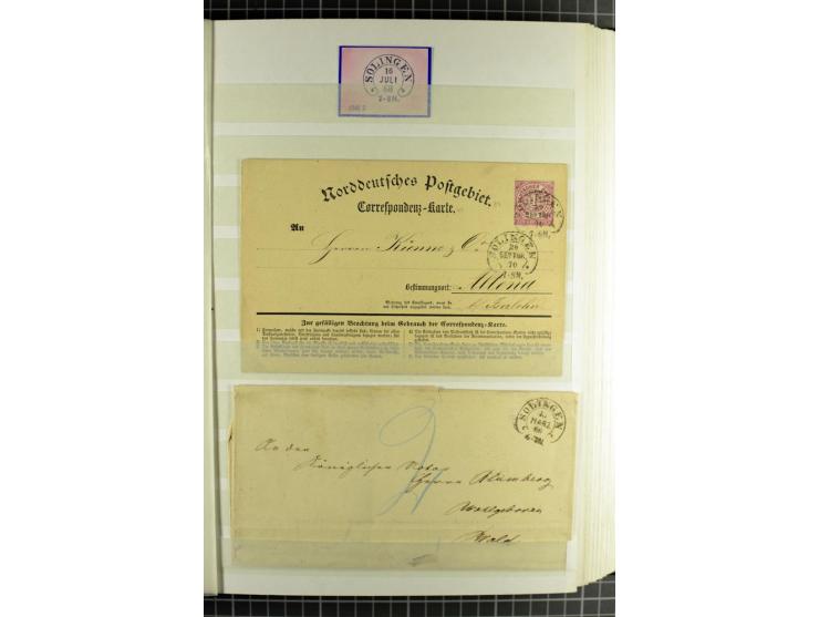 HUFEISENSTEMPEL: 1865/76, Berlin bis Zabern, sehr schöne und umfangreiche Sammlung auf losen Marken und vielen Briefen, dabei