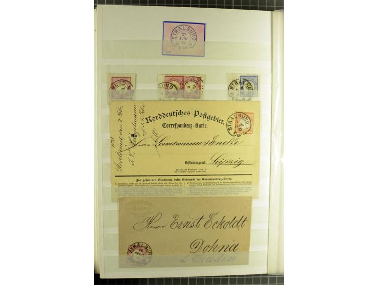 HUFEISENSTEMPEL: 1865/76, Berlin bis Zabern, sehr schöne und umfangreiche Sammlung auf losen Marken und vielen Briefen, dabei