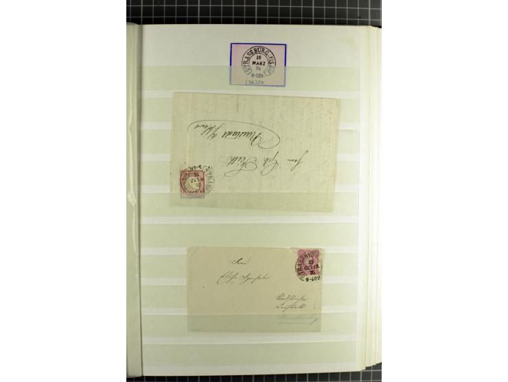 HUFEISENSTEMPEL: 1865/76, Berlin bis Zabern, sehr schöne und umfangreiche Sammlung auf losen Marken und vielen Briefen, dabei