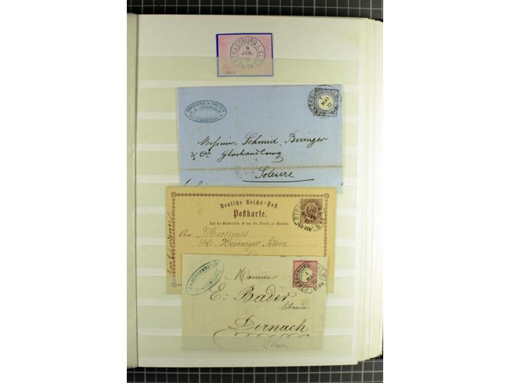 HUFEISENSTEMPEL: 1865/76, Berlin bis Zabern, sehr schöne und umfangreiche Sammlung auf losen Marken und vielen Briefen, dabei