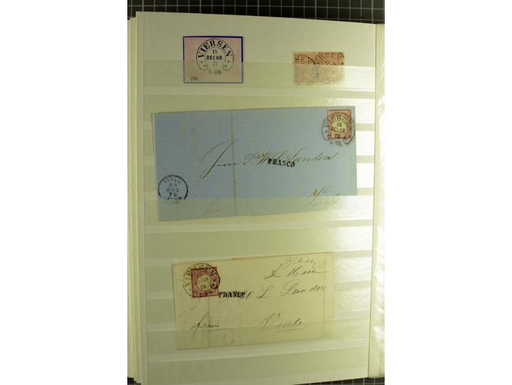 HUFEISENSTEMPEL: 1865/76, Berlin bis Zabern, sehr schöne und umfangreiche Sammlung auf losen Marken und vielen Briefen, dabei