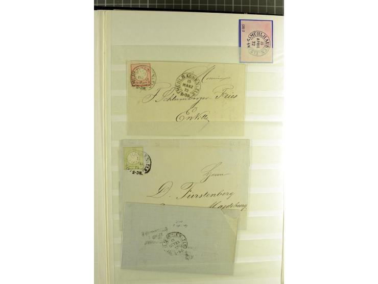 HUFEISENSTEMPEL: 1865/76, Berlin bis Zabern, sehr schöne und umfangreiche Sammlung auf losen Marken und vielen Briefen, dabei