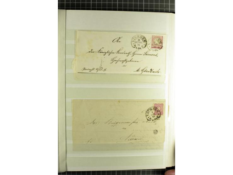 HUFEISENSTEMPEL: 1865/76, Berlin bis Zabern, sehr schöne und umfangreiche Sammlung auf losen Marken und vielen Briefen, dabei