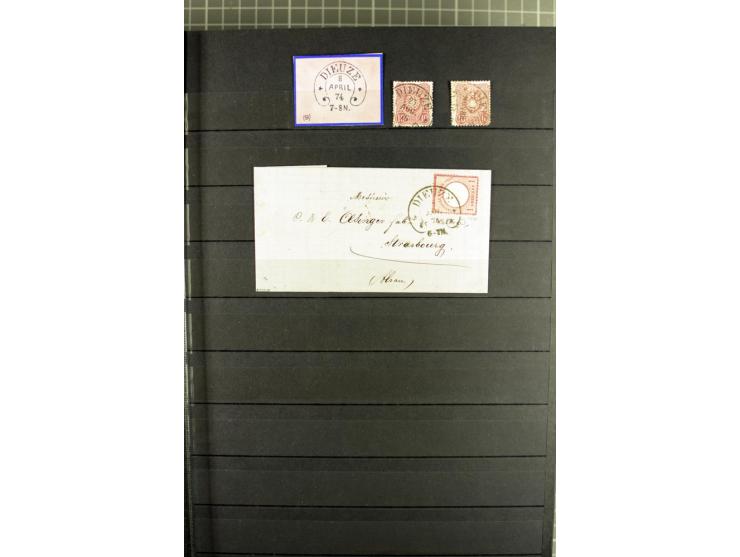 HUFEISENSTEMPEL: 1865/76, Berlin bis Zabern, sehr schöne und umfangreiche Sammlung auf losen Marken und vielen Briefen, dabei