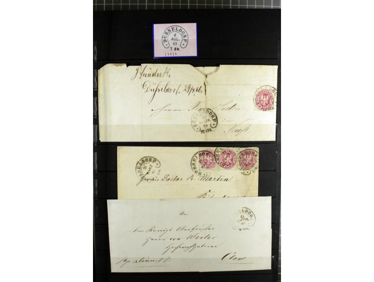 HUFEISENSTEMPEL: 1865/76, Berlin bis Zabern, sehr schöne und umfangreiche Sammlung auf losen Marken und vielen Briefen, dabei