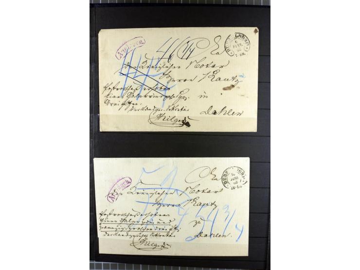 HUFEISENSTEMPEL: 1865/76, Berlin bis Zabern, sehr schöne und umfangreiche Sammlung auf losen Marken und vielen Briefen, dabei
