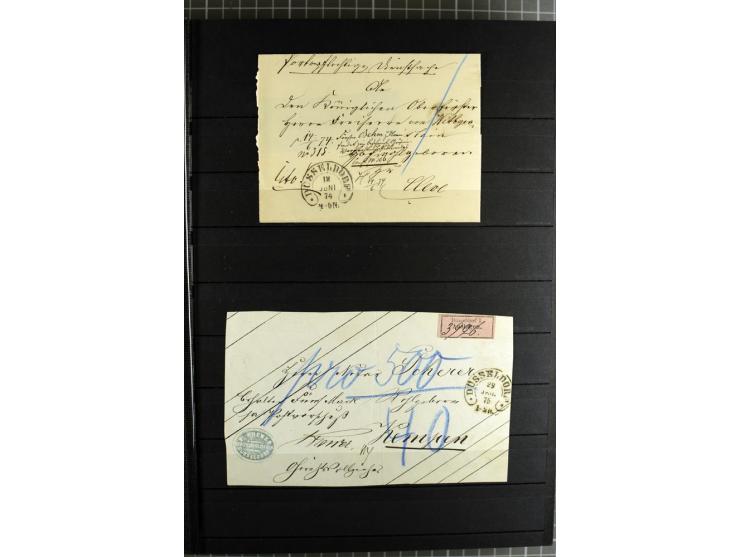 HUFEISENSTEMPEL: 1865/76, Berlin bis Zabern, sehr schöne und umfangreiche Sammlung auf losen Marken und vielen Briefen, dabei