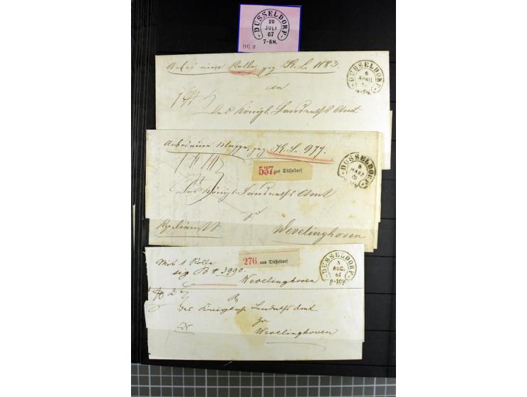 HUFEISENSTEMPEL: 1865/76, Berlin bis Zabern, sehr schöne und umfangreiche Sammlung auf losen Marken und vielen Briefen, dabei