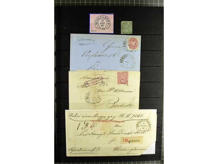 HUFEISENSTEMPEL: 1865/76, Berlin bis Zabern, sehr schöne und umfangreiche Sammlung auf losen Marken und vielen Briefen, dabei