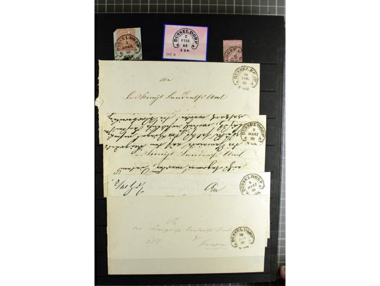 HUFEISENSTEMPEL: 1865/76, Berlin bis Zabern, sehr schöne und umfangreiche Sammlung auf losen Marken und vielen Briefen, dabei