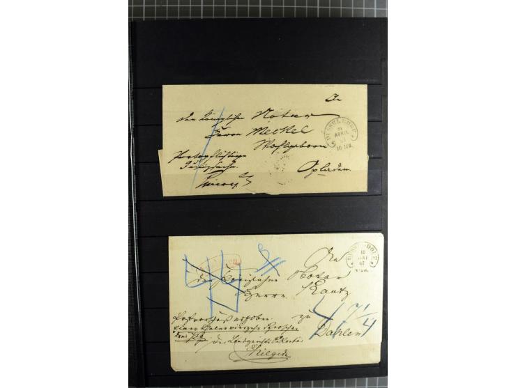 HUFEISENSTEMPEL: 1865/76, Berlin bis Zabern, sehr schöne und umfangreiche Sammlung auf losen Marken und vielen Briefen, dabei
