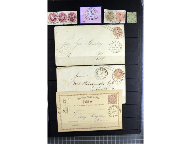 HUFEISENSTEMPEL: 1865/76, Berlin bis Zabern, sehr schöne und umfangreiche Sammlung auf losen Marken und vielen Briefen, dabei