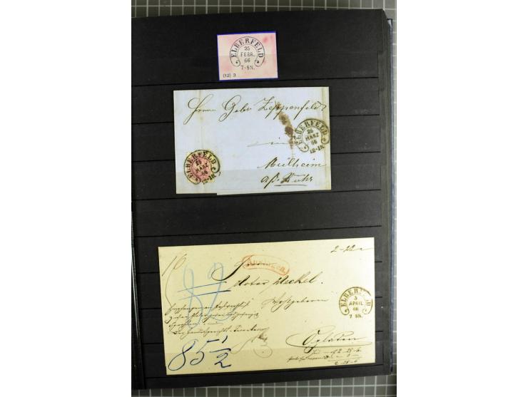 HUFEISENSTEMPEL: 1865/76, Berlin bis Zabern, sehr schöne und umfangreiche Sammlung auf losen Marken und vielen Briefen, dabei