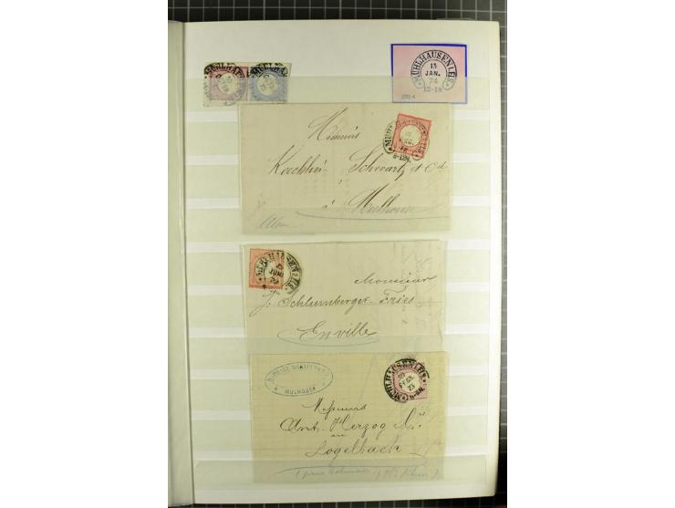 HUFEISENSTEMPEL: 1865/76, Berlin bis Zabern, sehr schöne und umfangreiche Sammlung auf losen Marken und vielen Briefen, dabei
