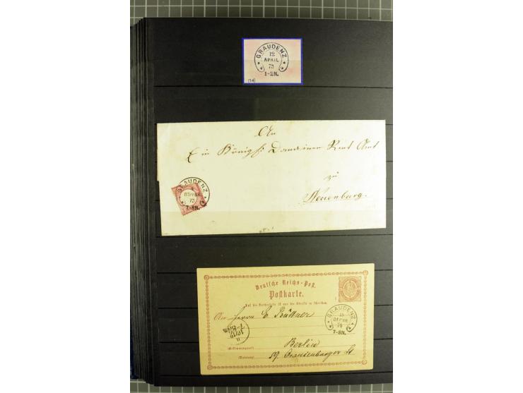 HUFEISENSTEMPEL: 1865/76, Berlin bis Zabern, sehr schöne und umfangreiche Sammlung auf losen Marken und vielen Briefen, dabei