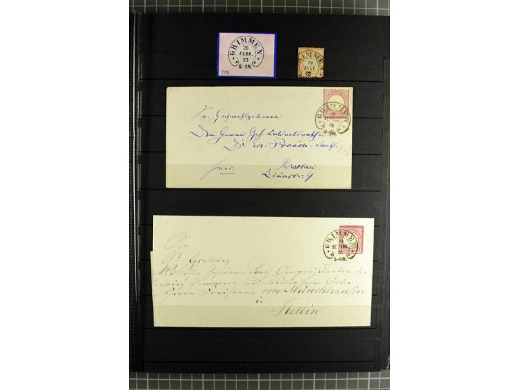 HUFEISENSTEMPEL: 1865/76, Berlin bis Zabern, sehr schöne und umfangreiche Sammlung auf losen Marken und vielen Briefen, dabei