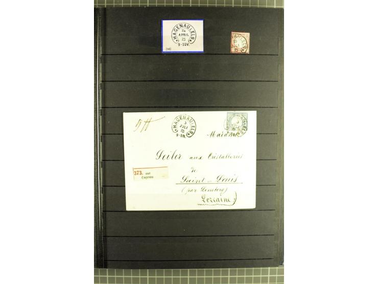 HUFEISENSTEMPEL: 1865/76, Berlin bis Zabern, sehr schöne und umfangreiche Sammlung auf losen Marken und vielen Briefen, dabei