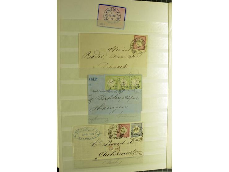 HUFEISENSTEMPEL: 1865/76, Berlin bis Zabern, sehr schöne und umfangreiche Sammlung auf losen Marken und vielen Briefen, dabei