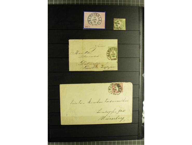 HUFEISENSTEMPEL: 1865/76, Berlin bis Zabern, sehr schöne und umfangreiche Sammlung auf losen Marken und vielen Briefen, dabei