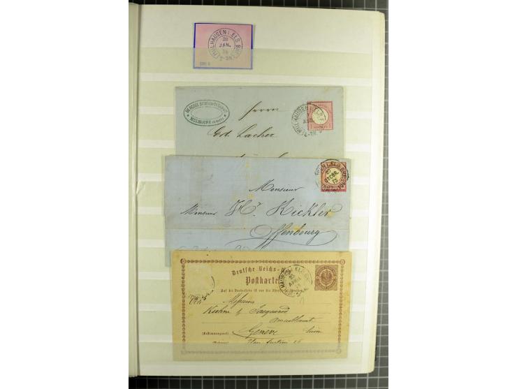 HUFEISENSTEMPEL: 1865/76, Berlin bis Zabern, sehr schöne und umfangreiche Sammlung auf losen Marken und vielen Briefen, dabei