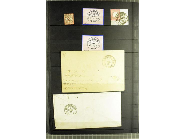 HUFEISENSTEMPEL: 1865/76, Berlin bis Zabern, sehr schöne und umfangreiche Sammlung auf losen Marken und vielen Briefen, dabei