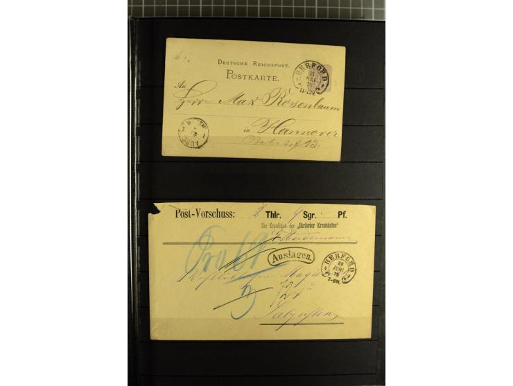 HUFEISENSTEMPEL: 1865/76, Berlin bis Zabern, sehr schöne und umfangreiche Sammlung auf losen Marken und vielen Briefen, dabei