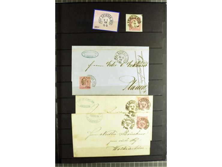 HUFEISENSTEMPEL: 1865/76, Berlin bis Zabern, sehr schöne und umfangreiche Sammlung auf losen Marken und vielen Briefen, dabei