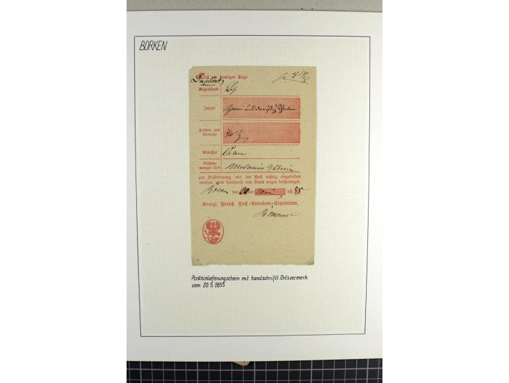 HEIMATSAMMLUNG BORKEN: 1820/76, kleine Heimatsammlung mit 14 teils frankierten Briefen und 5 Postscheinen