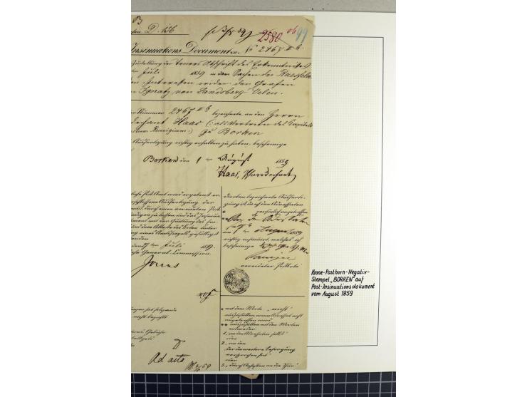 HEIMATSAMMLUNG BORKEN: 1820/76, kleine Heimatsammlung mit 14 teils frankierten Briefen und 5 Postscheinen