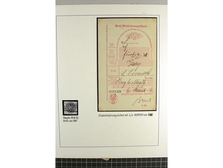 HEIMATSAMMLUNG BORKEN: 1820/76, kleine Heimatsammlung mit 14 teils frankierten Briefen und 5 Postscheinen