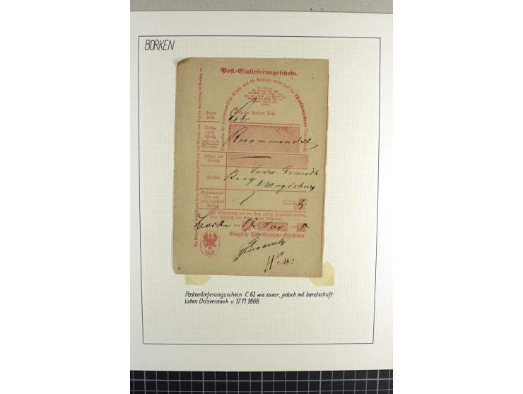 HEIMATSAMMLUNG BORKEN: 1820/76, kleine Heimatsammlung mit 14 teils frankierten Briefen und 5 Postscheinen