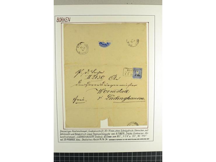 HEIMATSAMMLUNG BORKEN: 1820/76, kleine Heimatsammlung mit 14 teils frankierten Briefen und 5 Postscheinen