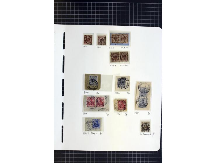 1888/1898, Sammlung mit 26 Briefstücken und 7 losen Marke sowie wenige spätere Marken als "Mitläufer", dabe bessere Farben, P