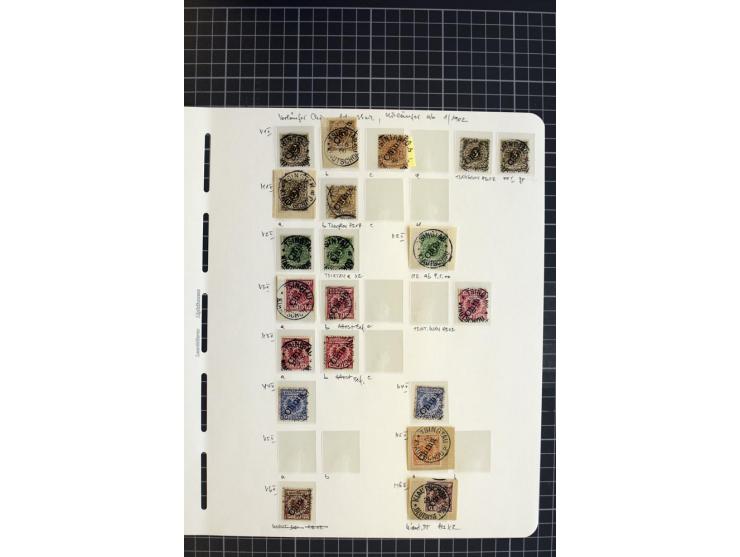 1898/1900, Sammlung Vor- und Mitläufer mit einigen Farben und verschiedenen Stempeln, dabei bessere mit u.a. Mi.-Nr. V37e (be