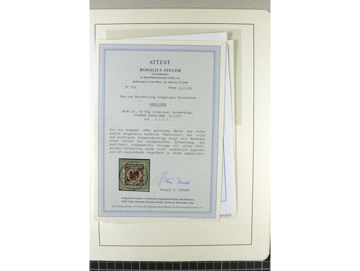 1899/1919, in den Hauptnummern überkomplette, meist gestempelte Sammlung mit Mi.-Nr. 1-6 I (teils auf Briefstücken mit Fotoat