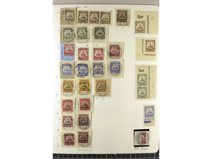 1899/1919, in den Hauptnummern überkomplette, meist gestempelte Sammlung mit Mi.-Nr. 1-6 I (teils auf Briefstücken mit Fotoat