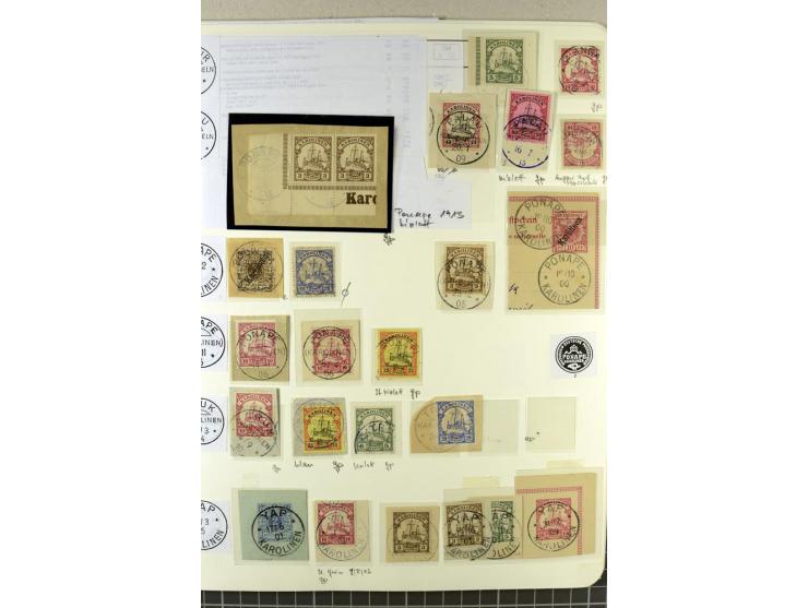 1899/1919, in den Hauptnummern überkomplette, meist gestempelte Sammlung mit Mi.-Nr. 1-6 I (teils auf Briefstücken mit Fotoat