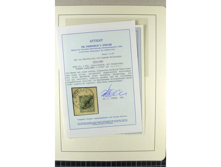 1899/1919, in den Hauptnummern überkomplette, meist gestempelte Sammlung mit Mi.-Nr. 1-6 I (teils auf Briefstücken mit Fotoat