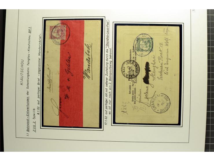 1901/1914, umfangreiche Ausstellungs-Sammlung "Die Bahnpost der Schantung-Bahn" mit ca. 150 Briefen und Karten, 36 Briefstück