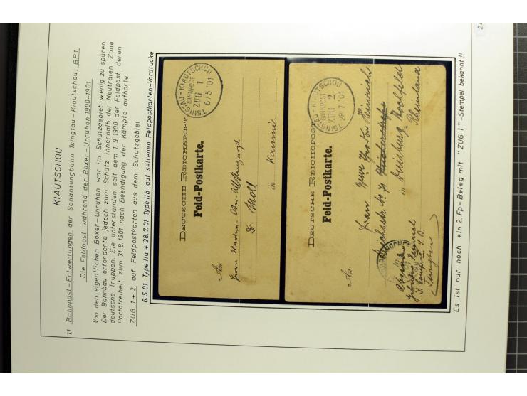 1901/1914, umfangreiche Ausstellungs-Sammlung "Die Bahnpost der Schantung-Bahn" mit ca. 150 Briefen und Karten, 36 Briefstück
