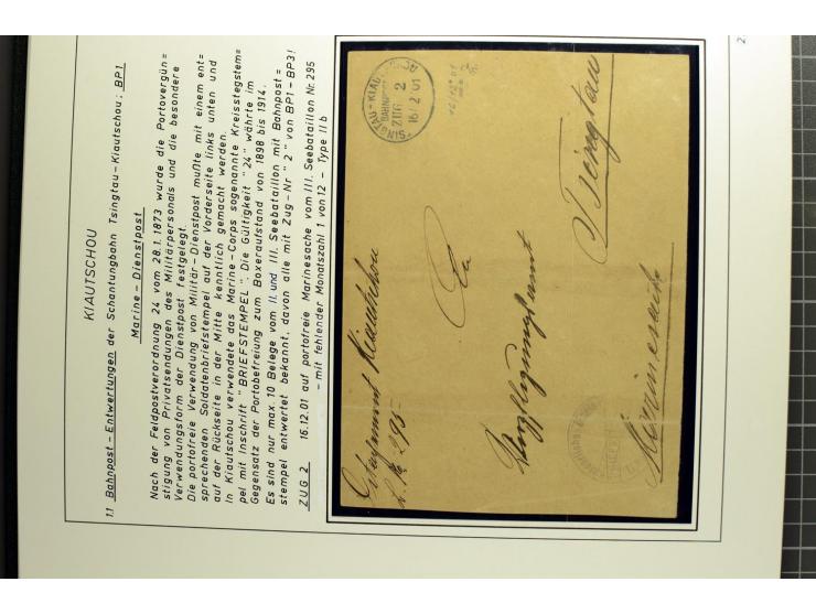 1901/1914, umfangreiche Ausstellungs-Sammlung "Die Bahnpost der Schantung-Bahn" mit ca. 150 Briefen und Karten, 36 Briefstück
