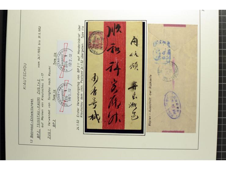 1901/1914, umfangreiche Ausstellungs-Sammlung "Die Bahnpost der Schantung-Bahn" mit ca. 150 Briefen und Karten, 36 Briefstück