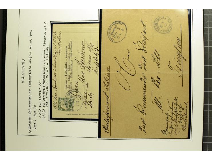 1901/1914, umfangreiche Ausstellungs-Sammlung "Die Bahnpost der Schantung-Bahn" mit ca. 150 Briefen und Karten, 36 Briefstück