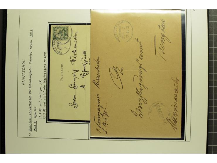 1901/1914, umfangreiche Ausstellungs-Sammlung "Die Bahnpost der Schantung-Bahn" mit ca. 150 Briefen und Karten, 36 Briefstück