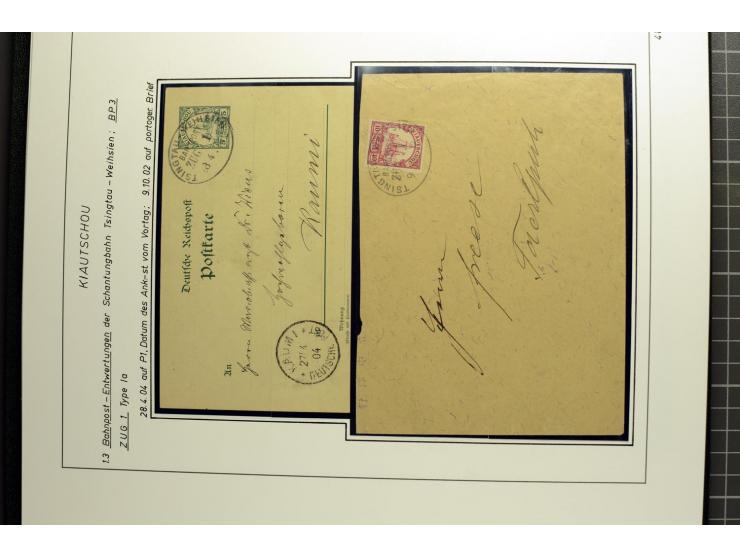 1901/1914, umfangreiche Ausstellungs-Sammlung "Die Bahnpost der Schantung-Bahn" mit ca. 150 Briefen und Karten, 36 Briefstück