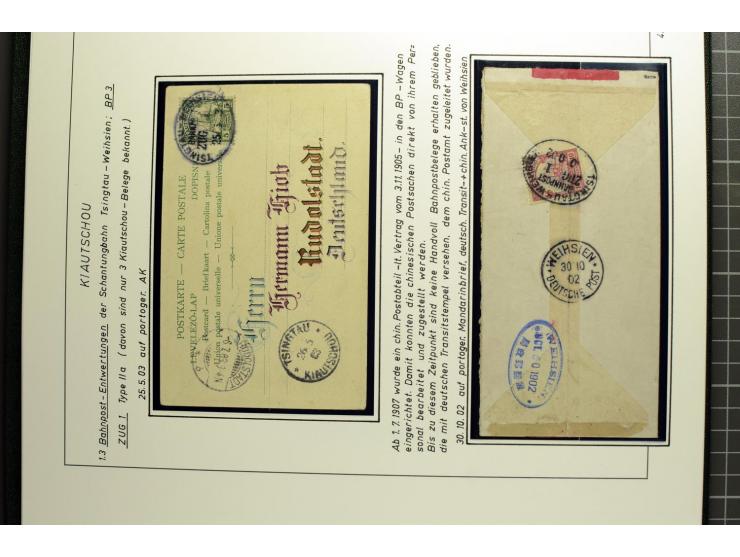 1901/1914, umfangreiche Ausstellungs-Sammlung "Die Bahnpost der Schantung-Bahn" mit ca. 150 Briefen und Karten, 36 Briefstück