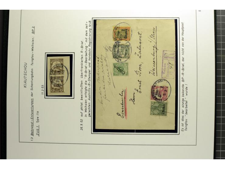 1901/1914, umfangreiche Ausstellungs-Sammlung "Die Bahnpost der Schantung-Bahn" mit ca. 150 Briefen und Karten, 36 Briefstück